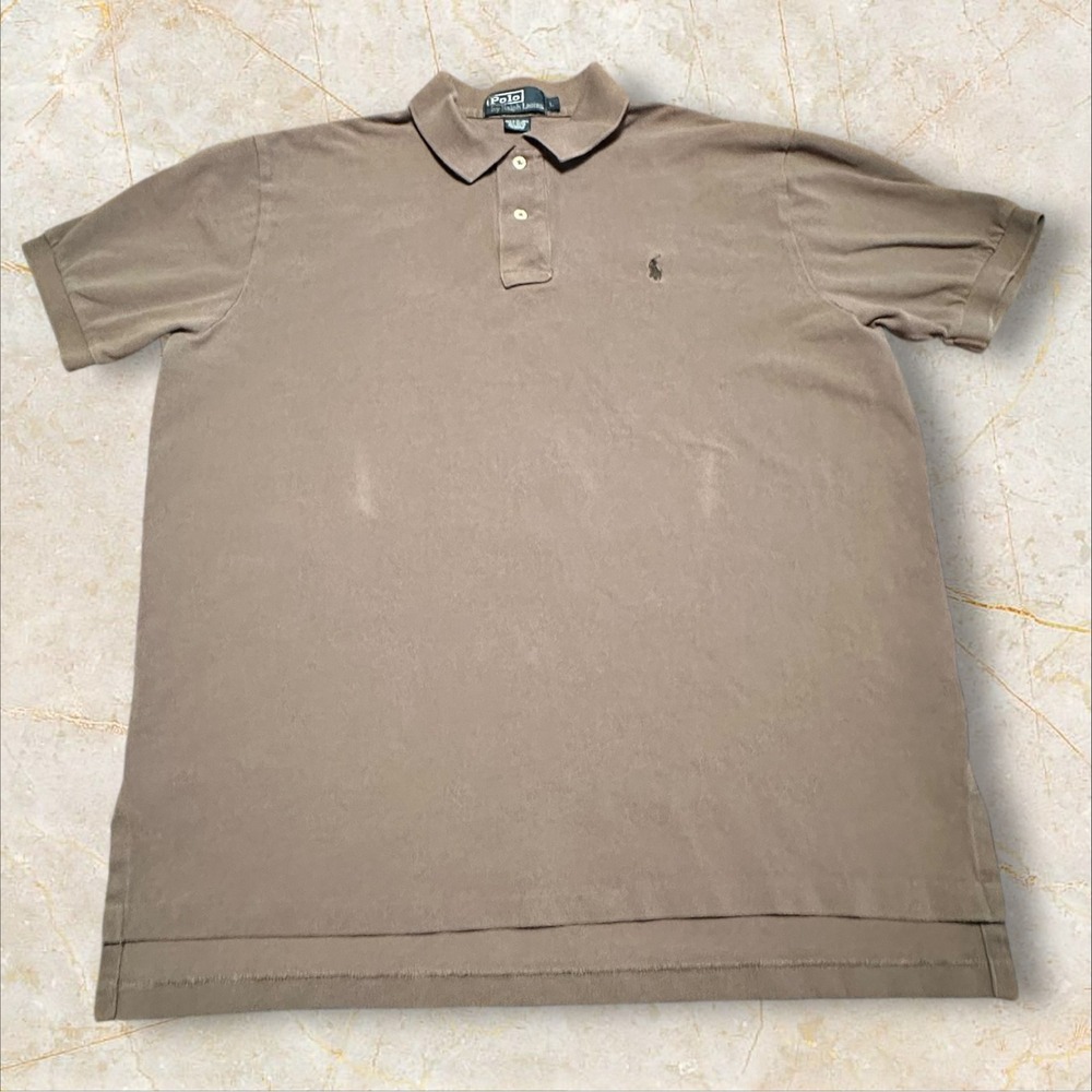 Polo Ralph‎ Lauren Mens L Brown Cotton Polo Shirt Short Sleeve Classic